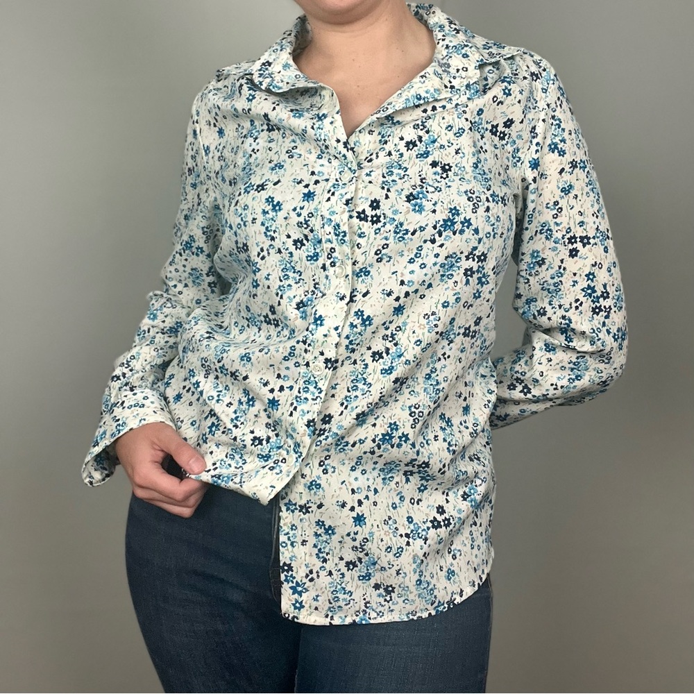 Vintage 70s Levi Strauss Blue Floral Shirt